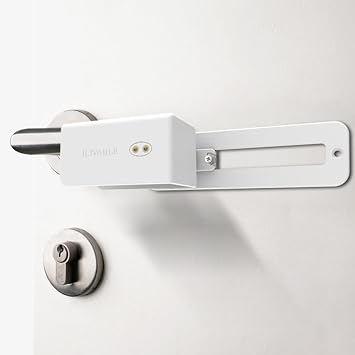 Childproof Door Lever Lock, ILIVABLE Door Handle Lock for Kids Safety. Allows Parents to Access Door from Both Sides, 3M Adhesive or Screws Right Hand Style, 1 Pack
