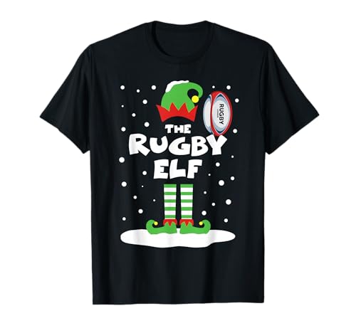 Carino Snowy Christmas Rugby Elf Matching Family Costume di Natale Maglietta