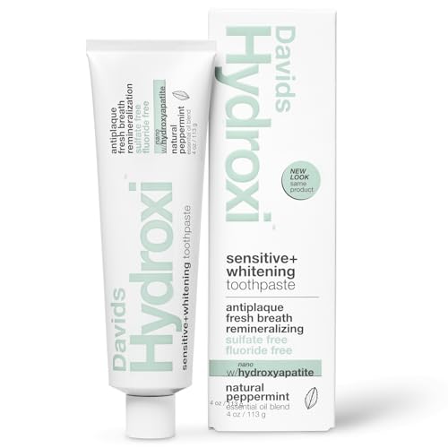 davids hydroxi fluoride free nano hydroxyapatite toothpaste for remineralizing enamel amp sensitive relief whitening antiplaque sls free natural peppermint 4 oz made in usa