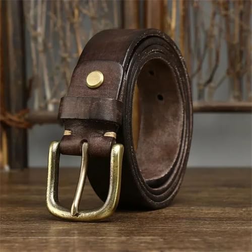 3.3Cm Leather Belt Men Cowhide Copper Buckle Classic Vintage Pin Buckle Belt4