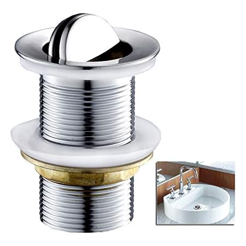 Flip Top Unslotted Basin Sink Waste Swivel Top Plug Chrome Heavy Duty 1 1/4" Work with an Internal Overflow Cover