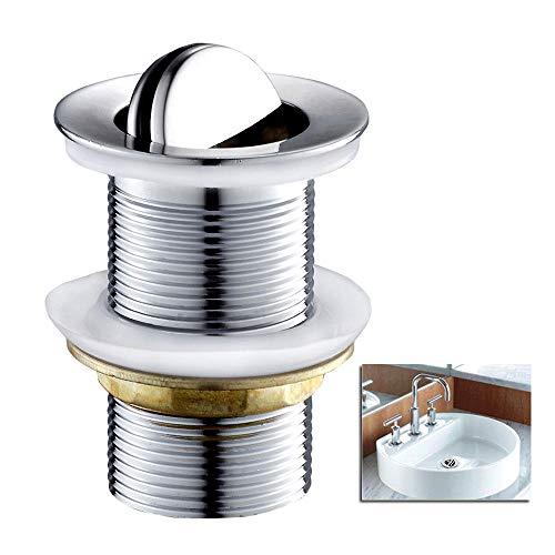 Bouchon de vidange de lavabo pivotant avec bouchon chromé robuste 3,8 cm avec trop-plein interne Cover