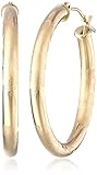 14k Yellow Gold Diamond-Cut Hoop Earrings, 1.1