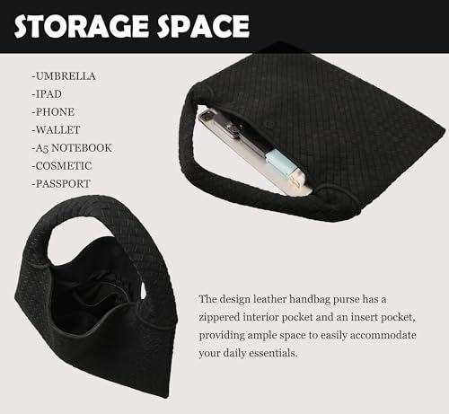 Vegan Leather Woven Tote, Vintage Suede Hobo, Suede Woven Purse, Large Leather Shoulder Bag Braided Hobo3