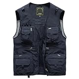 BOJHGO Sommer-Funktionsweste, atmungsaktiv und bequem, mehrere Taschen, Outdoor-Freizeitweste,...