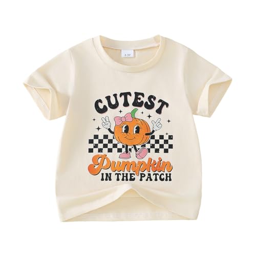 Girl Halloween Shirt Cutest Pumpkin in The Patch T-Shirt Top Fall Outfit 2-8 Years