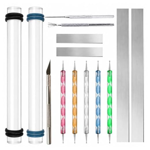 14 Polymer Clay Tools Acrylic Roller Clay Rolling Pin with Thickness Rings Tissue Blade Sculpting Earring Making Kit Supplies Slicer Knife Dotting Tool Jewelry Accessories Mini Cutters Press