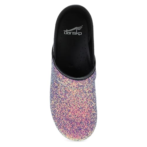 Image of Dansko Professional Glitter Slip-On Clogs for Women - Rocker Sole and Arch Support for Comfort - Shiny and Stylish Glitter Uppers