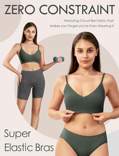 Image of Livona Lace Bralette for Women - Comfort Sports Bra Wireless Padded Bralette with Support Workout Tops Cami Crop S-XXL