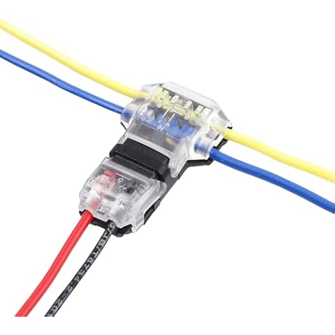 Brightfour T Tap Wire Connectors for 14-18 AWG Wires, No Wire Stripping 3 Way 2 Pin Wire Connectors, Solderless Wire Splice Connectors, Low Voltage Wire Connectors 12 Pack Cover