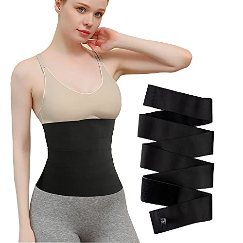 Invisible Wrap Waist Trainer, Snatch Me Up Bandage Wrap, Tummy Wrap Lumbar Waist Trimmer, Support Belt Adjustable Comfortable Back Braces, Slimming Body Shaper Plus Size for women (Black, 4M - 158 in)
