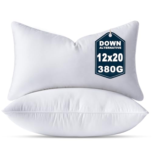 OTPIPCS Coussins Garnissage 30 x 50 cm Lot de 2 Alternative au Duvet Décoratifs Lombaires Petits 12 x 20 Pouces Coussins Rectangulaires Blancs Rembourrage Cushion...