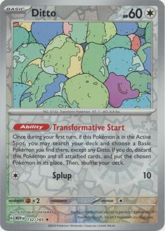 Pokemon - Ditto 132 165 - Pokemon 151 - Reverse Foil - Single Card - Single Card