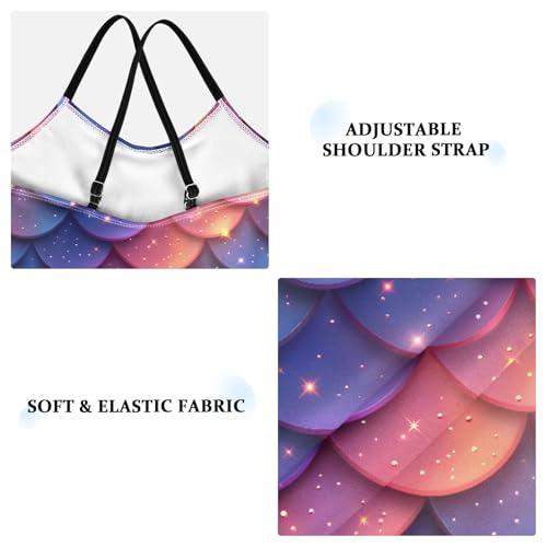 senya Girls Swimsuits One-Piece Swimwear Tie Bathing Suit Beach Summer Round Neck 9-10T Sparkling Mermaid Scale Gradient3