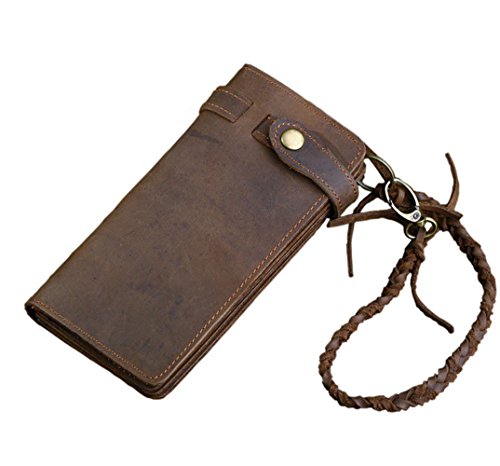 Bruit de Cheval - Long Biker Portefeuille Fait Main Cuir Cheval Relief Vintage Chaîne Cover