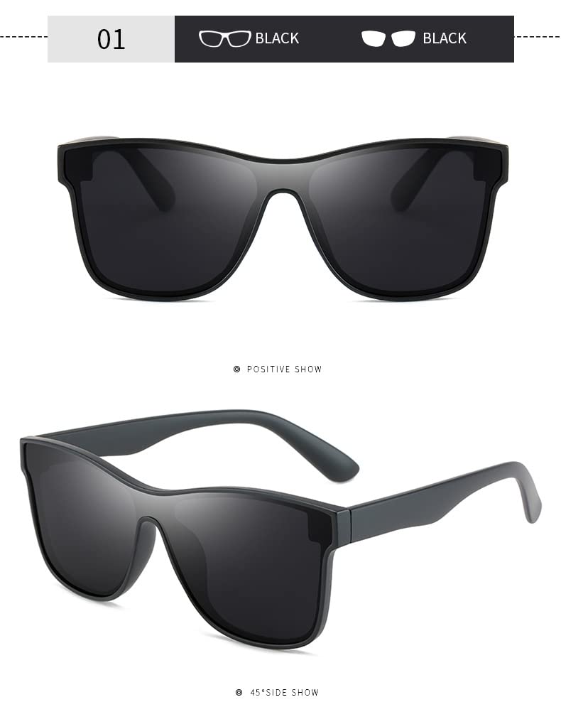 Aferlite Unisex TAC Polarized Sunglasses | Unbreakable TR90 Frame |100% UV Protection| Sunglasses Matt Black | Lens Black |Medium 1