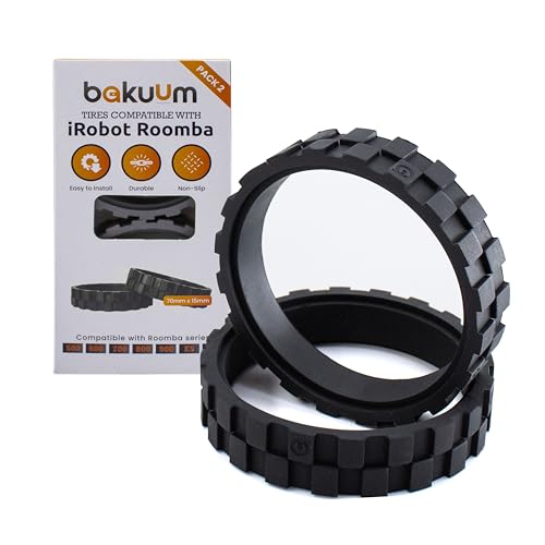 BAKUUM Neumáticos de ruedas para iRobot Roomba Series 500 600 700 800 900 e5 i7 i1 i6 i8 Fabricado en España, antideslizante, alta adherencia y fácil Montaje. Para rueda Motriz Lateral