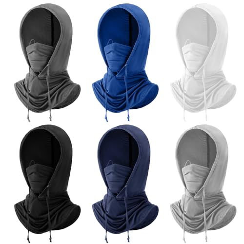Image of Patelai 6 Pcs Summer Balaclava UV Face Mask Sun Protection Cooling Hood Full Head Face Cover for Women Men Cycling Fishing