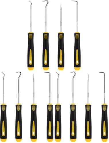 Image of WILLBOND 4 Pcs Pick and Hook Set Precision Automotive Mechanic Picks Tools Set for Car Oil Seal Hooks Puller Remover Tools(6.5 Inches,Yellow) (Pack of 3)