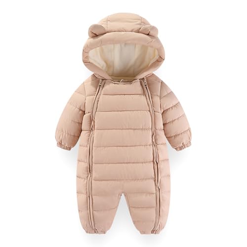 JiAmy Baby Girls' Snowsuits Romper Winter Hooded Jumpsuit Boys Infant Snow Wear Thick Outfits Light Pink 12-18 Months