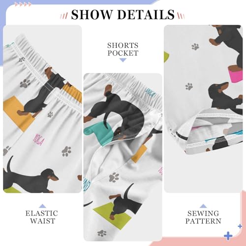 Boys' Pants Yoga Funny Dachshund Dogs Long Bottoms Jogger Pants Elastic Waist Trousers with Pockets S-XL4
