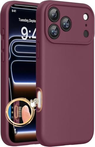 Image of DIZORO Compatible for iPhone 17 Pro Case,Classic Liquid Silicone Mobile Phone Case,Integrated Camera Control Button,Anti-Scratch Soft Microfiber Lining, Ice Wine Red