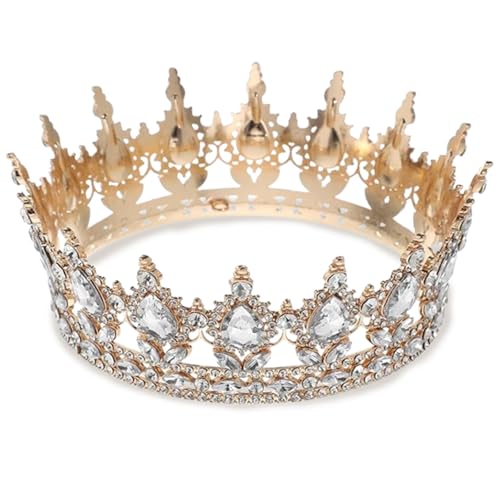 CHAOTEMAI Corona Cumpleaños Retro Corona para Tarta de Cumpleaños Moderno y Versátil Coronas Cristal Blanco Tiaras Novia para Bodas Bailes Espectáculos Infantiles Festivales Parques Temáticos