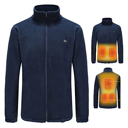GJXJY Chaqueta de calefacción Chaqueta de Lana eléctrica Recargable USB de Invierno para Hombres y Mujeres,3 Grados de Temperatura,5 Zonas de calefacción de Clima (Size:3XL,Color:Azul Oscuro) Cover