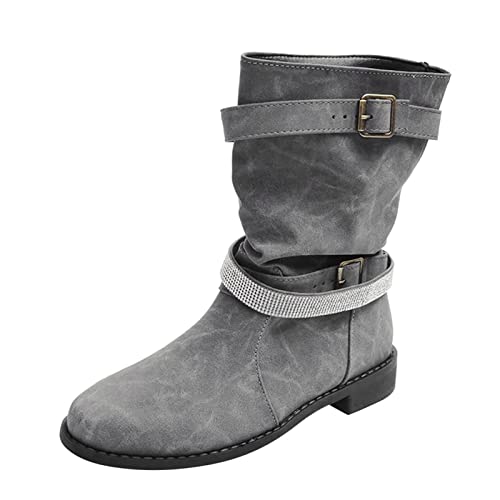 Bottes vernies sur les genoux Generisch talon épais et boucle strass chic