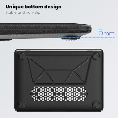 Image of ProElite Case for MacBook Air 13 inch M2 2025 /2024 M1 2021 2020 Release A2337 A2179 A1932 Model Touch ID, Slim Leather case with Foldable Stand, Black