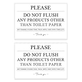 2-Pack 4x6' Bathroom Instruction Signs for Home & Rentals | Flush Toilet Paper Only | Do Not Flush Signage | Laminated with Adhesive Dots- Vacation Rental Air Bnb Essentials (Do not flush×2 Design 2)