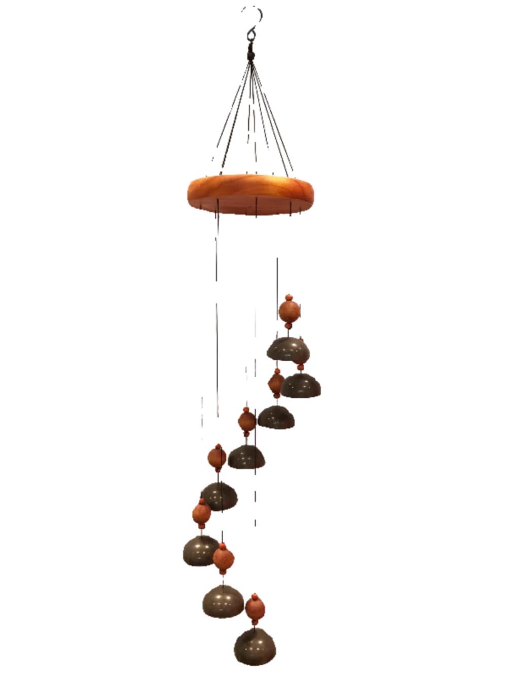 YUEKOPOU Waterfall Wind Chime Solid Wood Metal Inn Homestay Hanging Accessories Orange 80x15cm