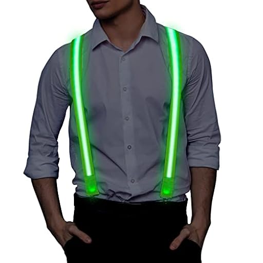 Ainiv Tirantes Luminosos LED Con 3 Modos de Flash, Ajustables para Hombre, Accesorio de Disfraz para Fiestas, Bares, Halloween, Escuela (Verde) | Ya disponible en tu tienda friki favorita! En mundofriki.es!