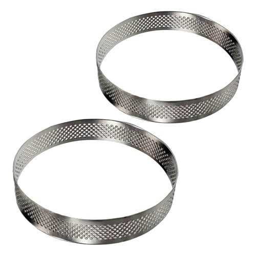 Alipis 2 Piezas Moldes de Tartas Redondos de Acero Inoxidable Perforados Anillos para Pasteles y Postres Antiadherentes y Duraderos para Tartas de Frutas y Mousses Cocina Profesional y