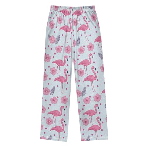 Pink Flamingos Tropical Boys Pants Girl Sleep Pants Long Trousers Elastic Waist Lounge Bottoms S2