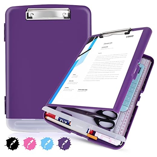 Clipboard with Storage Heavy Duty,TFDLCG zm Clip Boards 8.5x11 with Pen Holder, High Capacity Nursing Clipboard Case,Side Opening,A4 Letter Size for Office, School and Home (Purple)