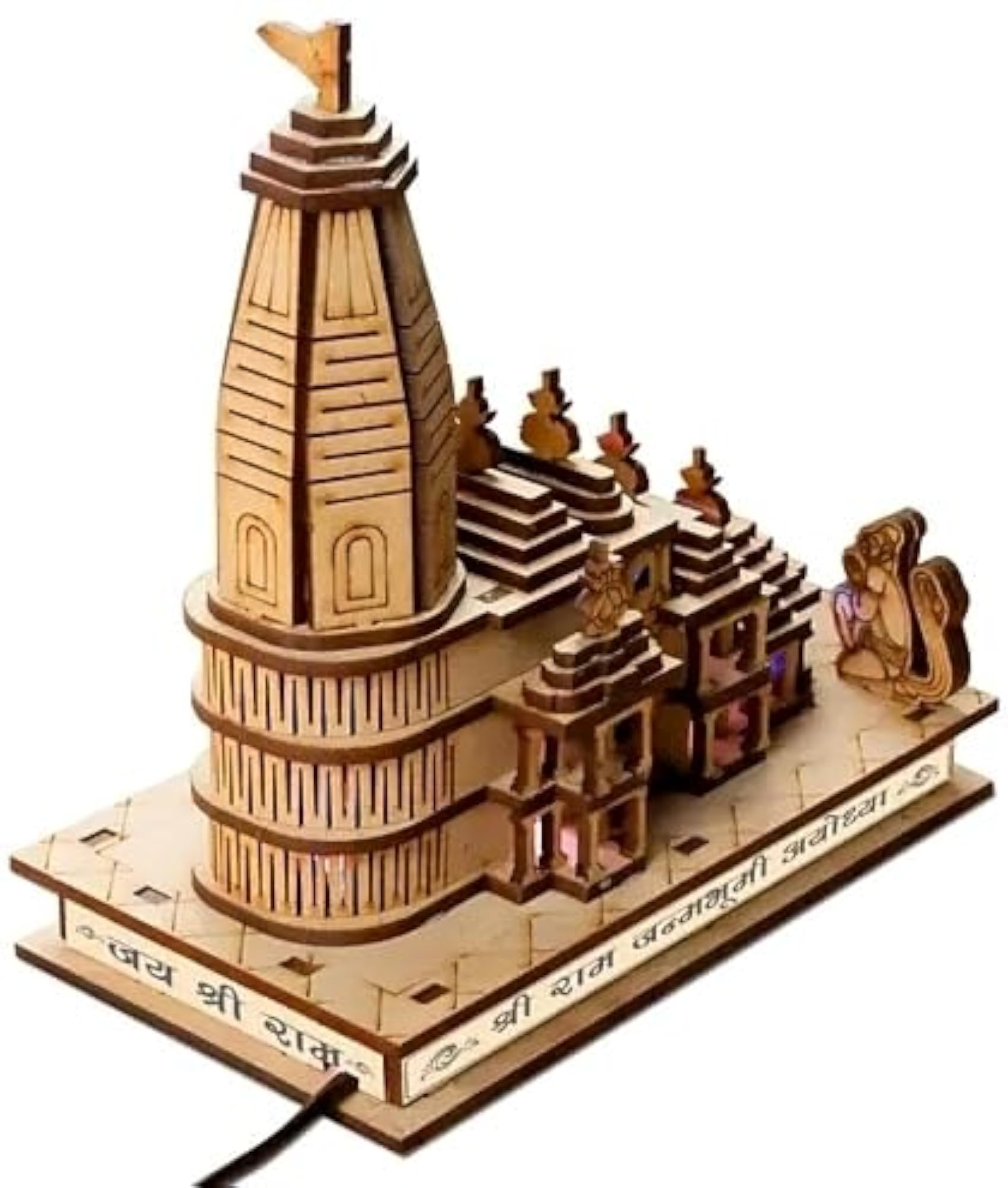 Shri Ram Mandir with Light Architectural Model for Home Decoration