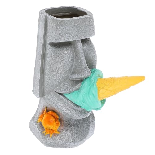 Mipcase Jarrón Moai Decoración del Hogar Maceta para Exteriores Mini Maceta Jarrón Vintage con Cara Jarrón con Cabeza Maceta para Plantas con Cara Maceta para Interiores Maceta
