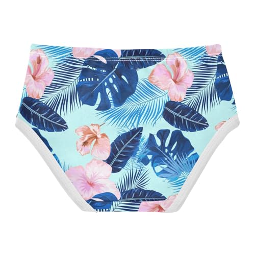 Joisal Bright Toddler Girls Underwear 2t Cotton Little Girl Panties Colorful Tropical Flowers Blue Leaves Briefs Girls Undies2
