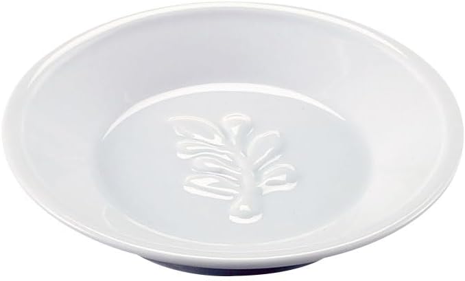HIC Kitchen Embossed Oil Dipping Dish, Olive Branch Design, Round, Fine Porcelain, 5-Inch Diameter