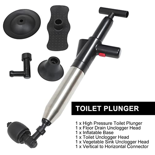 Housoutil Toilet Plunjer Set Luchtafvoer Blaster Afvoer Verstopping Remover Gootsteen Plunjer Opener Reinigingspomp Voor Badtoiletten ( Zwart ) - Afbeelding 7