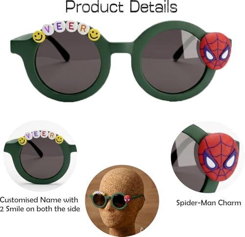 Image of PLAS ART STUDIO Customised round sunglasses Kids Sunglasses Get Kids Name on Frame For Girls & Boys. (Recommended Age 2+)