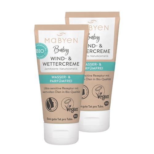 MABYEN Wind- und Wettercreme 2 x 25 ml | ÖKO-TEST Sehr gut - Babycreme Körper und Gesicht - Zertifizierte Naturkosmetik - Natrue Vegan Parfümfrei Wasserfrei.