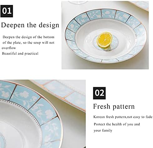 美しいラウンド型でゴールドリムのセラミック製サービングプレート。家庭用電子レンジ、食器洗い機対応。ステーキ、肉、パスタ、前菜、デザー