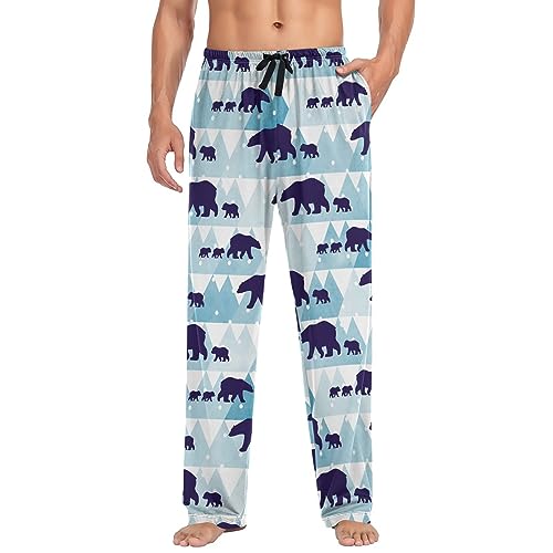 Winter Polar Bear Pajama Pants White Snowflakes Lounge Sleepwear PJs Men's Pajama Bottoms Casual Sleep Pants XL4