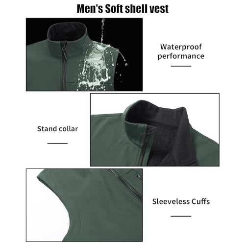 Image of Men's Soft Shell Vest Windproof Outerwear Vest Warm Inner Fleece Vest Waterproof Sleeveless Jacket