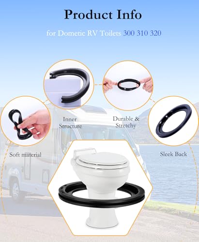 Image of RV Toilet Seal Replacement 2-Pack for Dometic 300 /310 /320 Toilets, High-Grade Flush Ball Seal Gasket Kit 385311658 - Durable Rubber, Easy Installation, Fix Leakage & Odor, for Camper /Travel Trailers