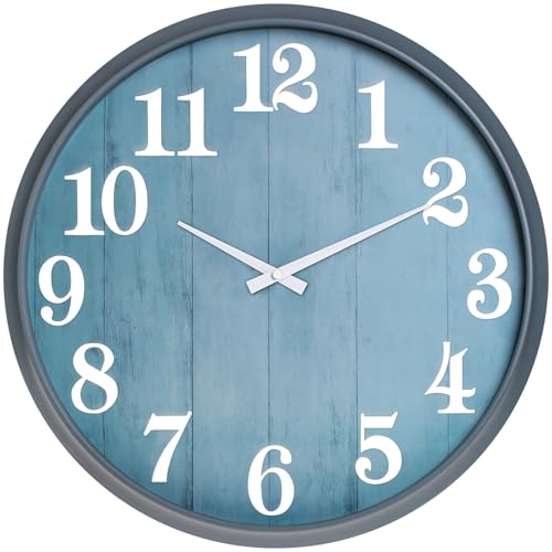 UMEXUS 18 Inch Large Outdoor Wall Clock Waterproof Indoor Outdoor Decorative Clock with Upgraded D365 Silent Quartz Movement Battery Operated for Patio Garden Pool Farmhouse & Living Room