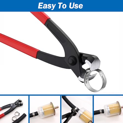 Seept Ear Clamp Pliers 9 Inch Hose Clamp Crimping Tool Carbon Steel Pinch Clamp Pliers Install Remove Clamp Nail Puller Tool for repairing pipes, fuel lines - Thumbnail 5