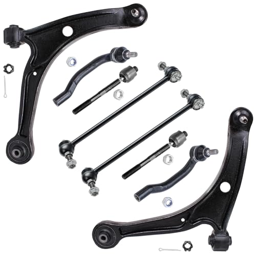 Image of Detroit Axle - Front 8pc Control Arms Kit for 2001-2005 Acura MDX Honda Pilot, 2 Lower Control Arms w /Ball Joints 2 Sway Bar End Links 4 Outer & Inner Tie Rods 2002 2003 2004 Replacement
